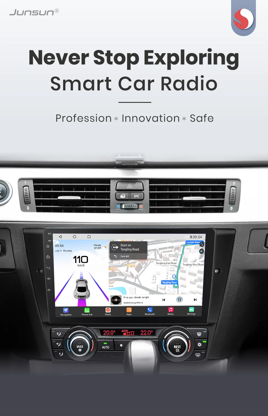 Junsun Qualcomm 8-Core 360 Kamera Wireless CarPlay Android Auto Autoradio für BMW 3er E90 E91 E92 E93 GPS – Detail 3