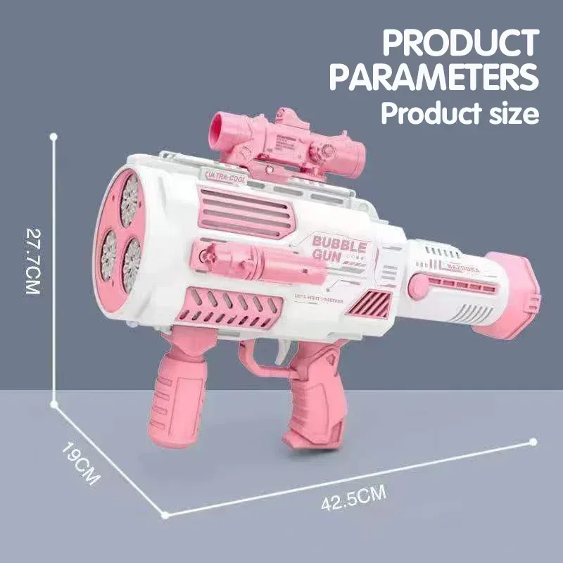 Grote Automatische Raketbellenpistool Grote Gaten Bellen Machinegeweerlanceerder Vorm Blower Zeep Space Bubble Speelgoed Kids Outdoor Leuk Speelgoed