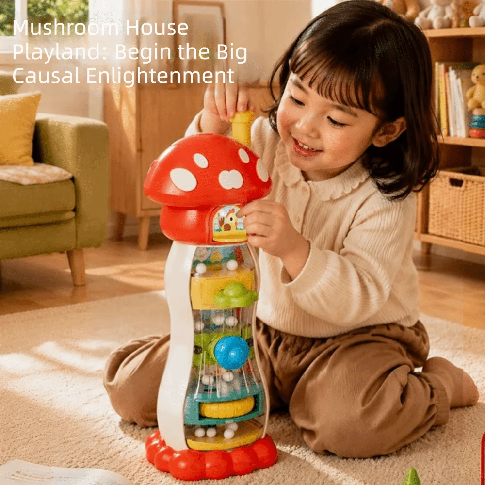Sensory Mushroom House Puzzle Toy Activity Cube Switch Box Mechanism Educational Activity Cube Causality Busy Sensory Toy