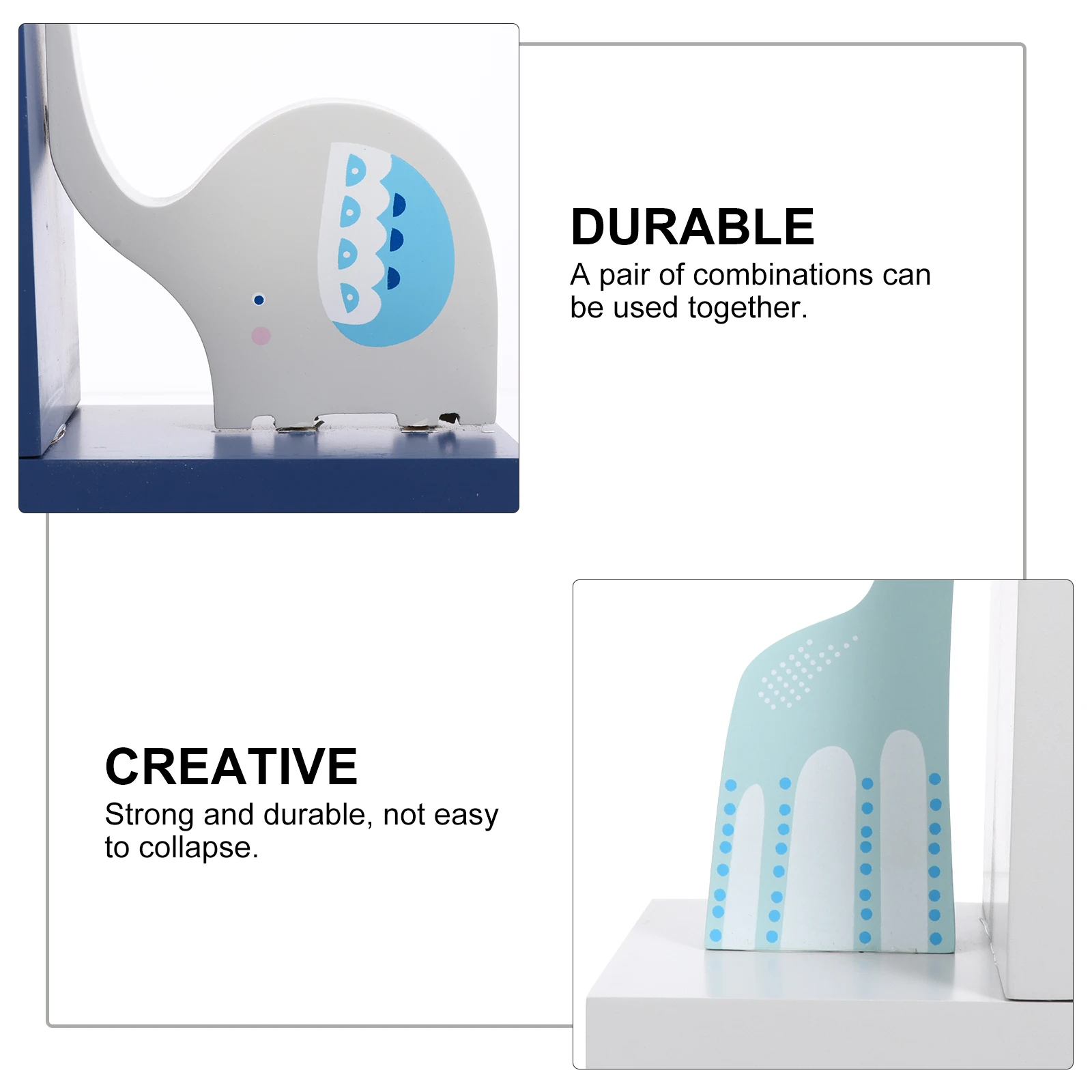 

Creative Wooden Animal Bookends Cute Cartoon Bookend for Office Study Room Decoration Wood Book Supports for Home