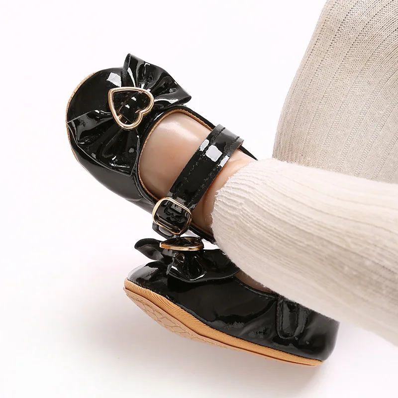 Zapatos de cuero para bebé de primavera, zapatos de princesa con lazo Sweet Love para niñas de 0 a 18 meses, suela suave antideslizante, 6 colores, zapatos color nude para niños pequeños