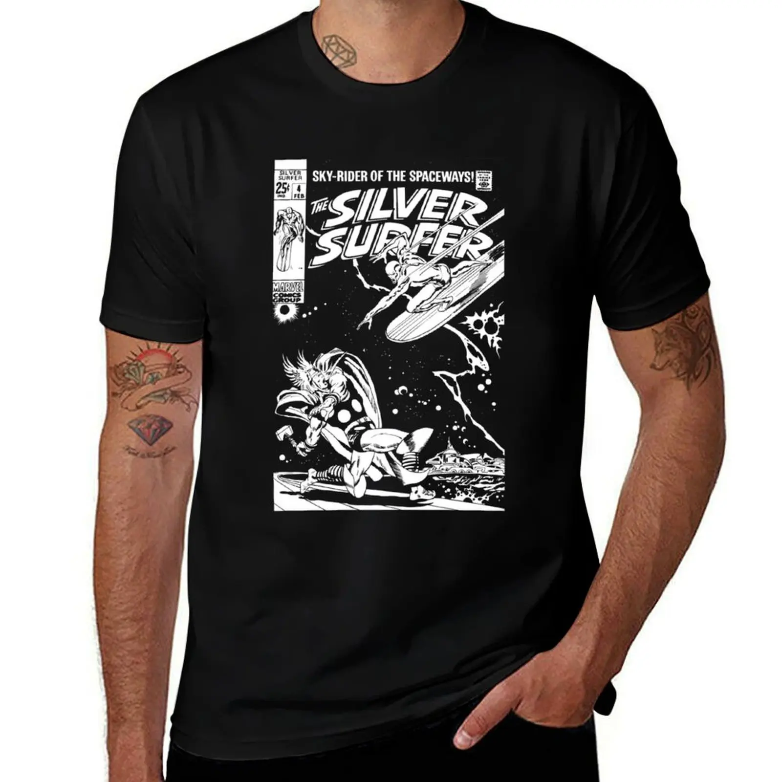 

shirt cotton man designer t SILVER t man luxury T-Shirt t BUSCEMA JOHN SURFER- shirt man shirt T-Shirt
