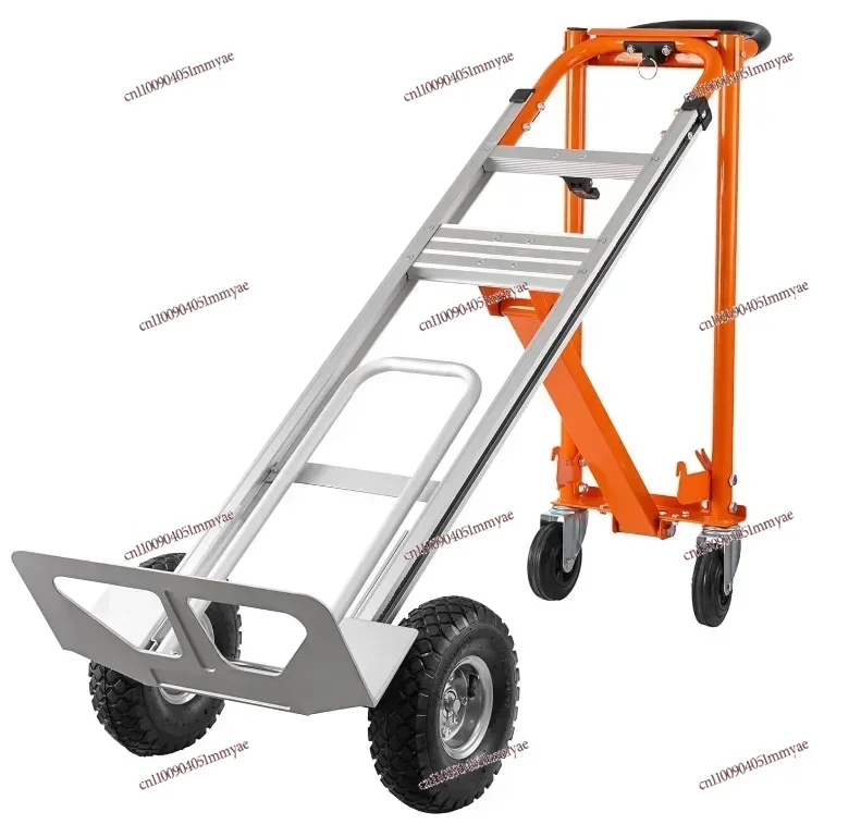 

Industrial Folding Dolly，Heavy Duty 1000 Lbs Capacity 4-in-1 Cart, Aluminum， with 10 "Rubber Wheels Aluminum Hand Truck