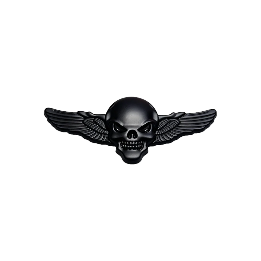 Totenkopf mit Flügeln, Metallaufkleber für Motorräder – universell passgenauer Vorder-/Tank-/Heckspoiler – cooler Fahrer-Dekor-Aufkleber