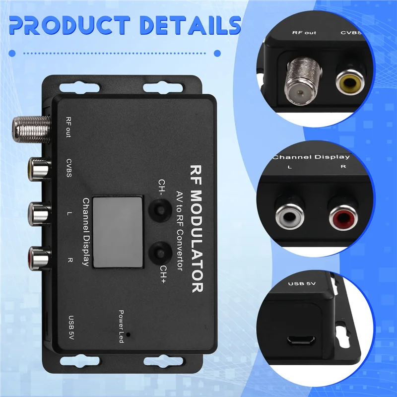 AAAEL-M60 Modulatore RF Convertitore da AV a RF Convertitore di segnale RF modulatore UHF