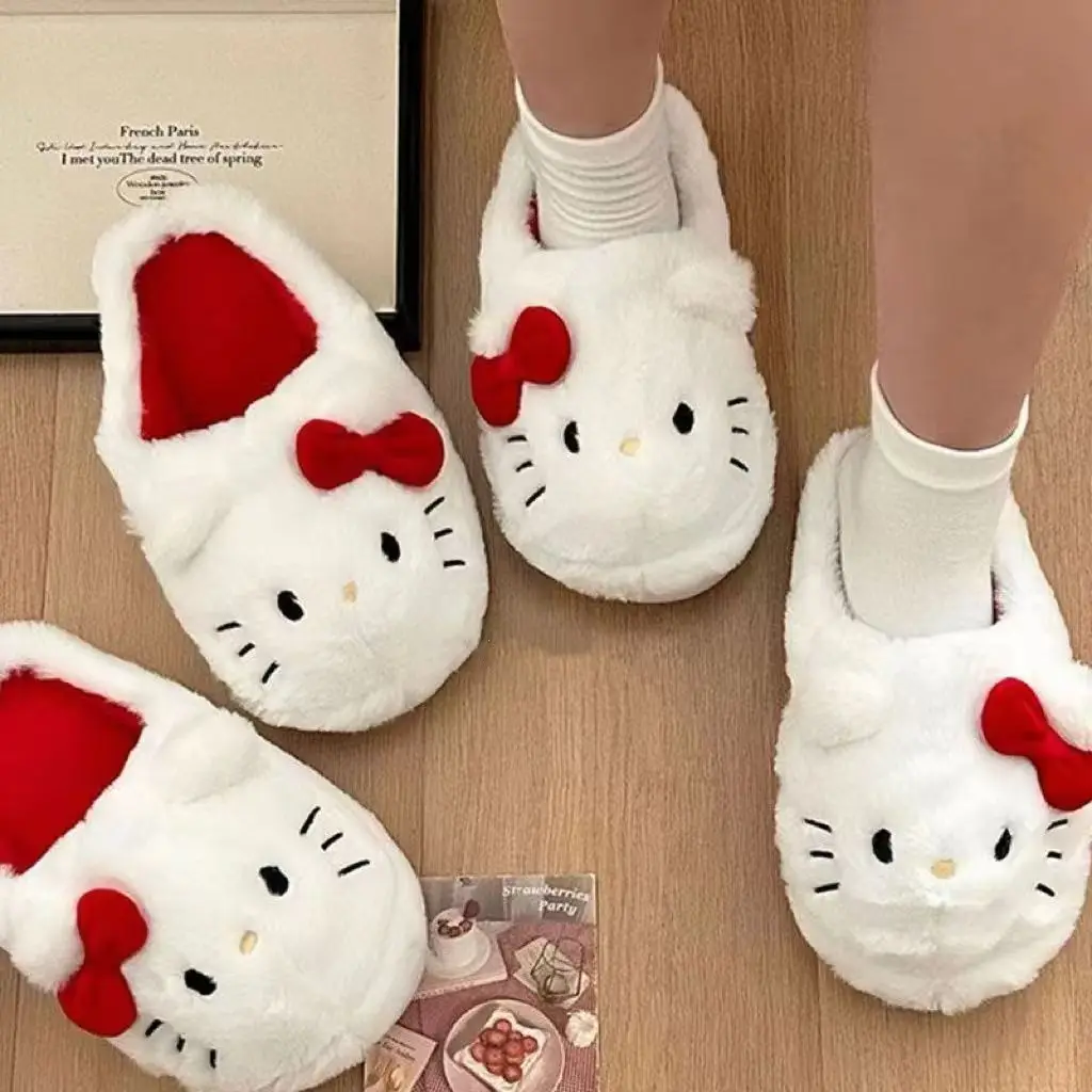 Cute Cat Cotton Slippers Thickened Female Autumn And Winter Non-Slip Living Home Dormitory Cotton Slippers Net Celebrity Ins Gir