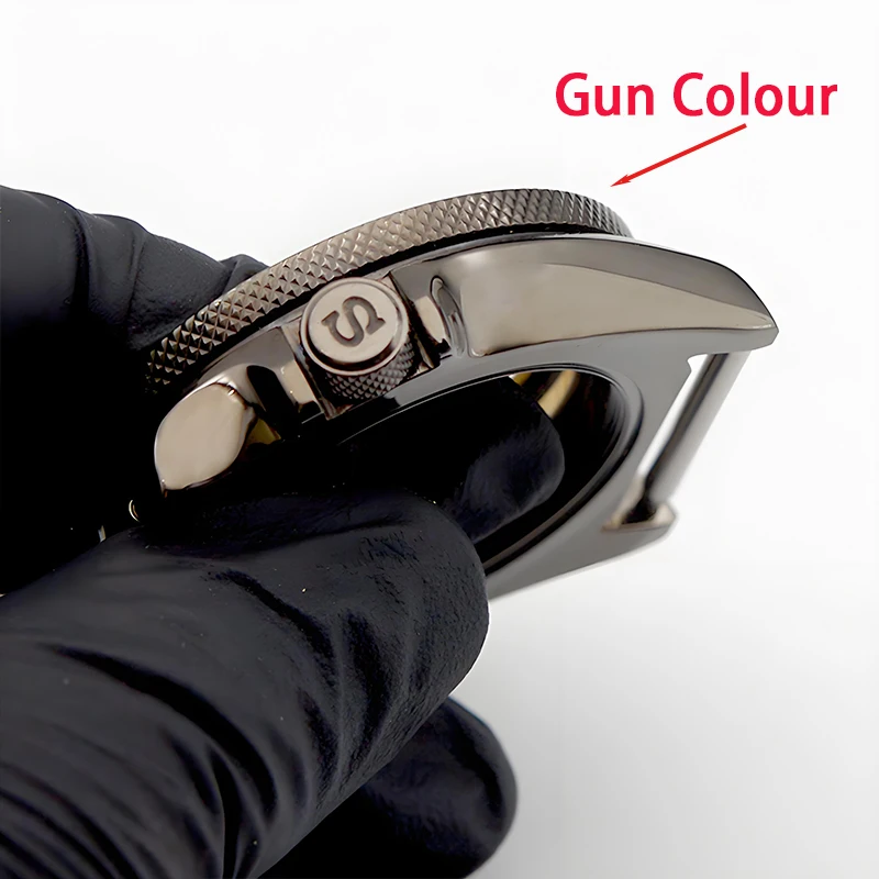 SKX007 SKX009 بندقية اللون ساعة رجالي تناسب NH34 NH35 NH36 الحركة التلقائية الياقوت الزجاج 200 متر مقاوم للماء #4