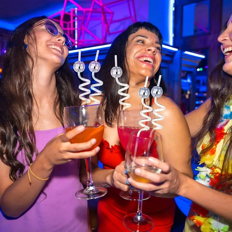 Mini Disco Straw, 20Pcs Plastic Decorative Straws For 1970S Fever Retro Disco Partys Decorations,Brilliant Visual Effect-FUNN