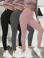 3 Pack Women's Low Rise Stretchy Leggings - Super Soft High Elastic Tights for Running Workout Training and Daily Life