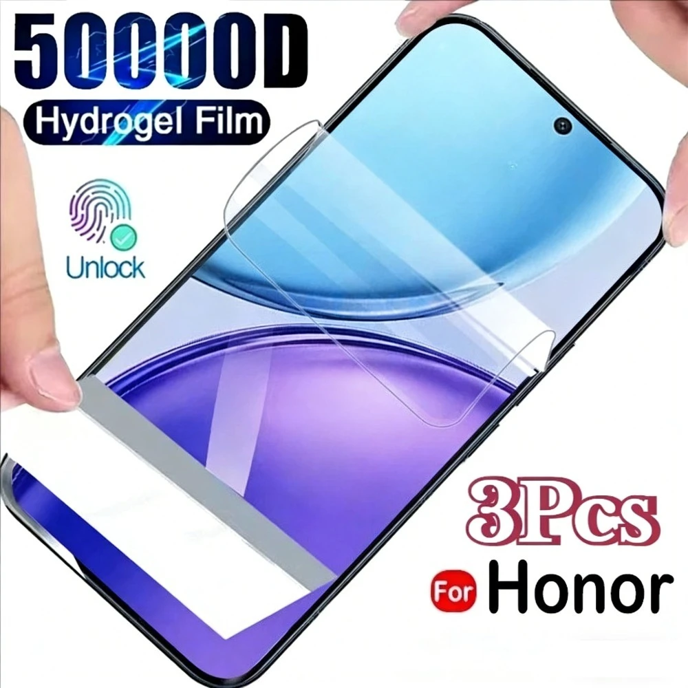 

Набор из 3 ультрапрозрачных гидрогелевых пленок для Honor Magic 8, 7, 6, 5 Pro, Lite, X9c, X9a, X8a, а также защитная пленка для экрана Honor 500, 400, 300 Pro, 200, 100