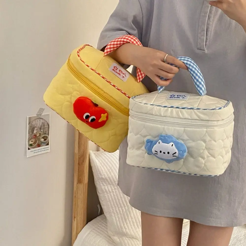 

Fashion Dopamine Color Cute Cabin Makeup Bag House-shaped Square Handheld Cosmetic Case Zipper Organizer Case Toiletry Bag Girls