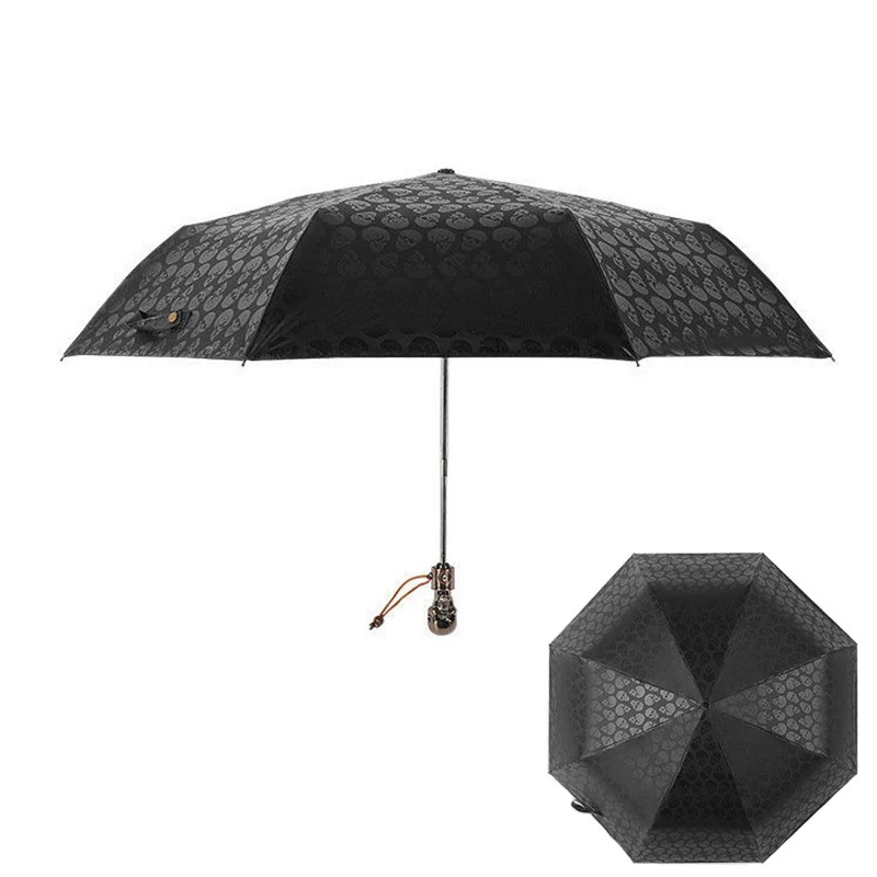 

Automatic Devil Skull Umbrella Rain Woman Male Luxury Windproof Waterproof Portable Travel Parasol 3 Folding Sunshade Anti Sun