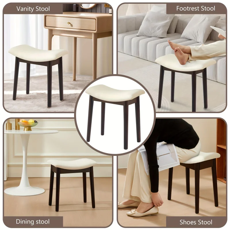 

Chilihom Dressing Stool Saddle Cushion Ottoman Stool Chair with Oak Legs。Modern Piano Bench，Suitable for Makeup。Perfect for Bedr