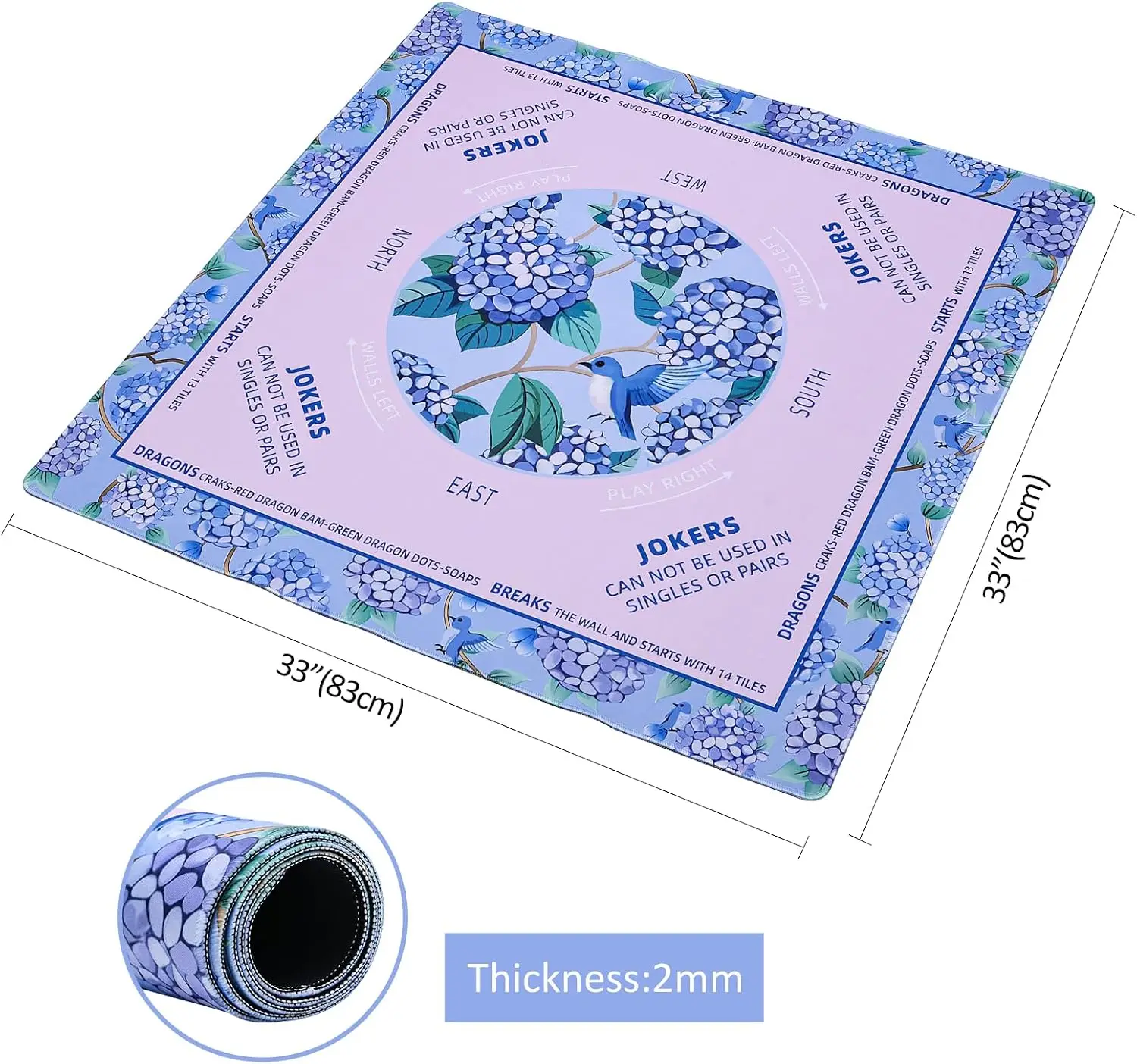 Large 80cm Anti Slip Mahjong Game Mat Noise Reduction With Carry Bag For American Mahjong Poker Card Board Games