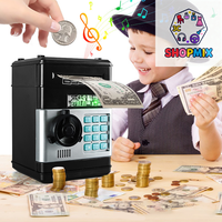 Creative Piggy Bank Automatic Mini Safe Coins Cash Saving Money Box Password Counter Code Key Lock Coin Bank ATM Child Gift