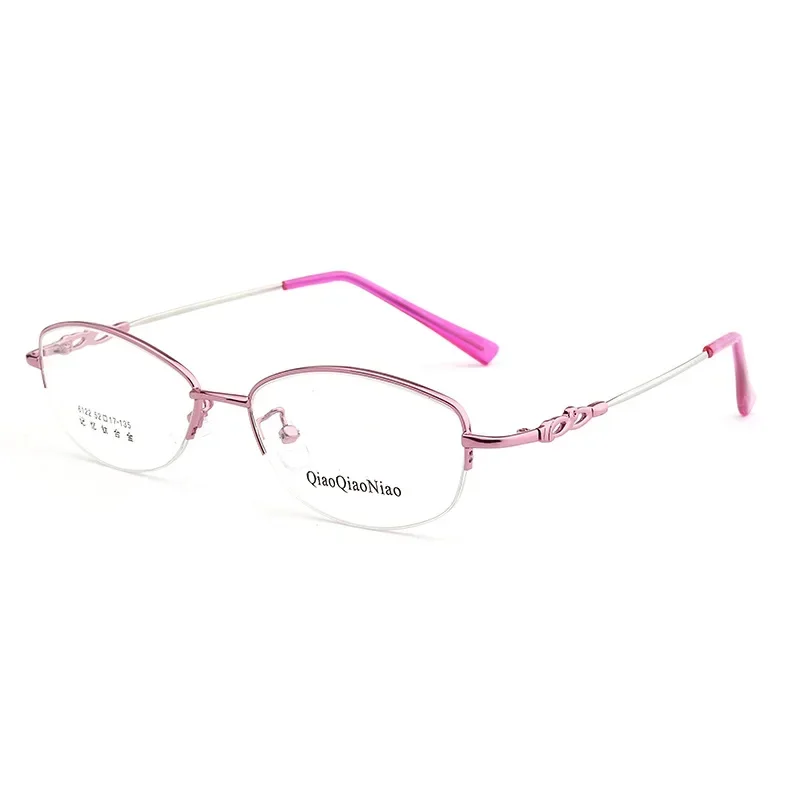 

52-17-135 Super Elastic Memory Titanium Metal Myopia Half-Rim Glasses Frame-Inch -100 -125 -150 -175 +200 +225 +250 +275
