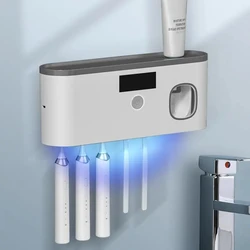 Intelligent UV Toothbrush Holder Household Toothbrush Sterilization and Disinfection Shelf Wall-mounted Toothpaste Extruder