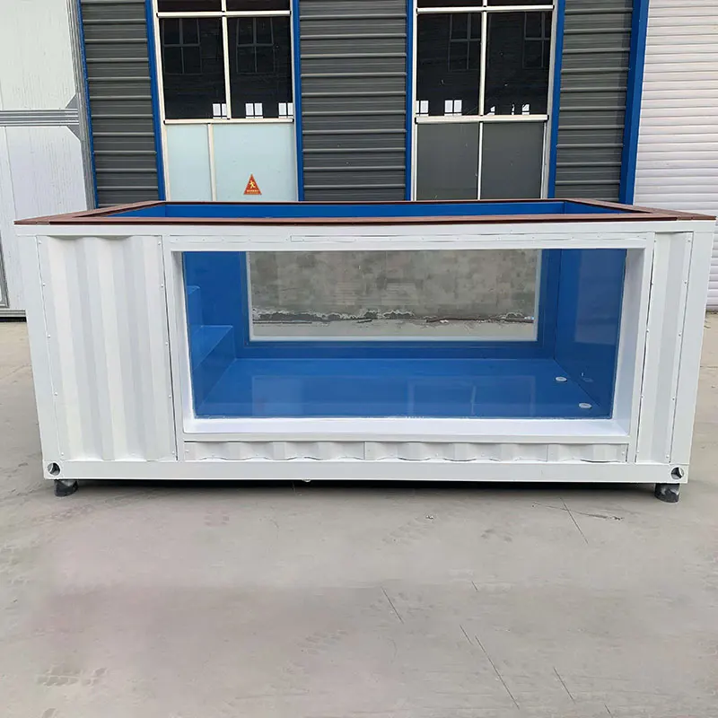 Customized Color Above Ground Family Swimming Pool Steps Heating Pump 20ft 40ft Container with Glass Window - view 2