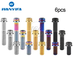Wanyifa 6pcs Titanium Bolt M6/M8x10 15 20 25 30 35 40 45 50 55 60 75mm Flange with Drilled Holes Hex Head Screws for Motorcycle