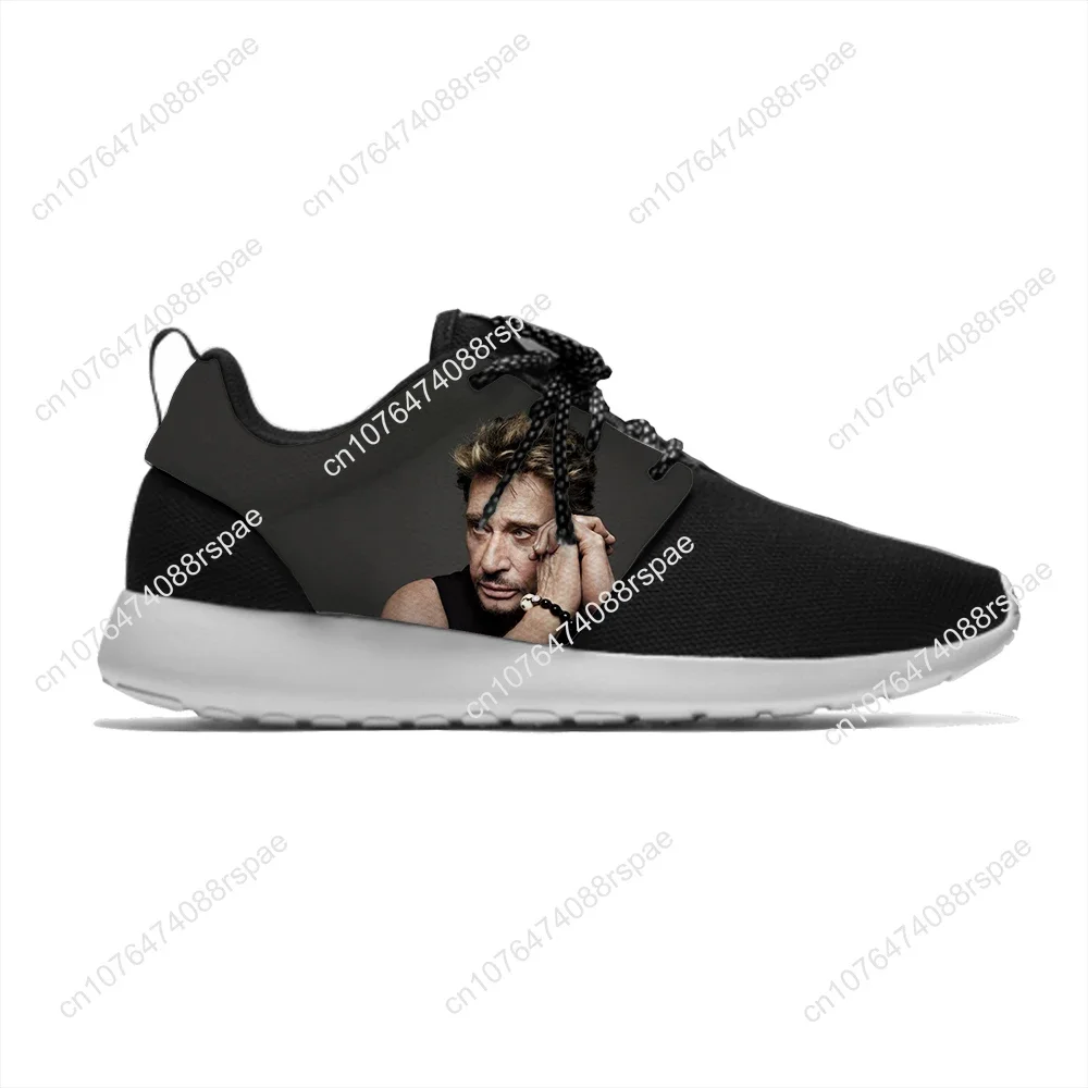 Rock Star Johnny Hallyday Music Cool Fashion Classic Sport Running Shoes Lightweight Breathable 3D Print Men Women Mesh Sneakers