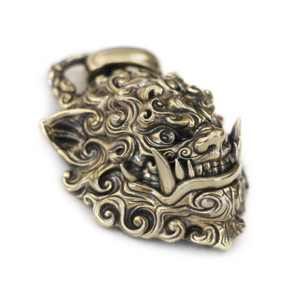 Brass Tang Lion Pendant Details Biker Punk Kylin Jewelry BR405
