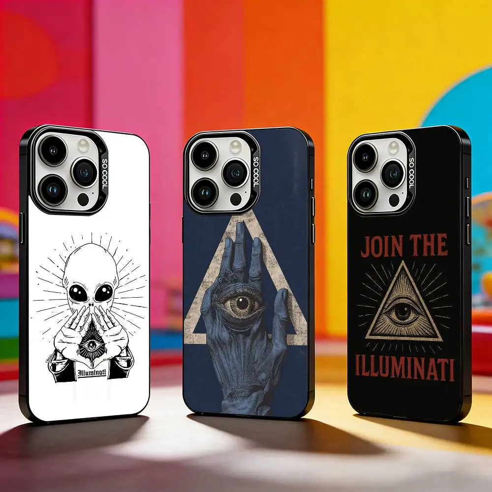

Illuminati logo Phone Case For iPhone 17,16,15,14,13,12,11 Plus,Pro Max,XS,Colored silver phone case