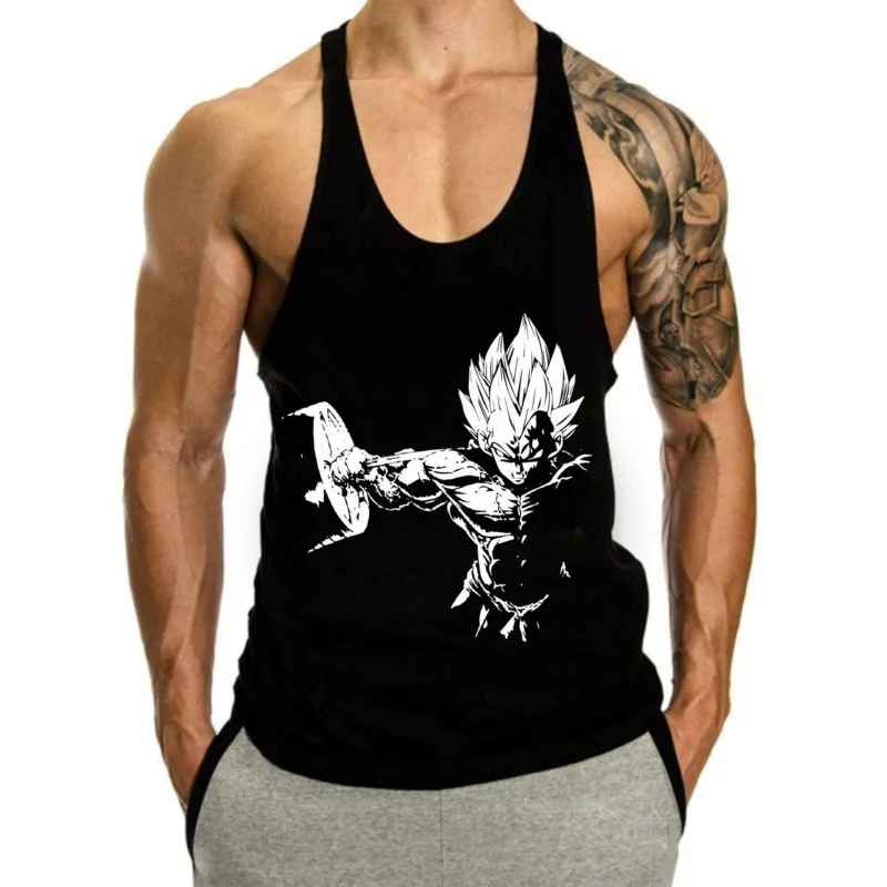 

Dragon Ball Vegeta Intense Graphic Stringer Tank Top Men's Anime-Inspired Gym & Casual Wear Sleeveless Top Breathable Sweatshirt