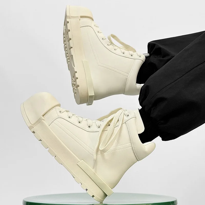 Shoes for Men Fashion Platform High Top Boots High Quality Big Head Ankle Booties Thick Sole Trendy Derby Men Boots Botas Hombre
