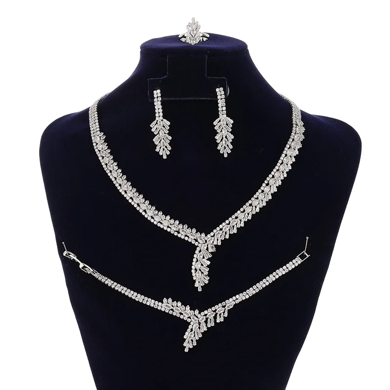

Jewelry Set HADIYANA Romantic Bridal Fashion Engagement Party Necklace Bracelet Ring Earrings Zirconia BN8211 New Year Gift
