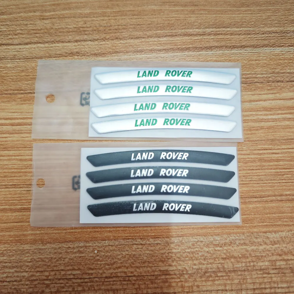 4pcs Car Wheel Eyebrow Sticker Car Rims Hub Trims Labels For Land Rover Range Rover LR3 LR4 L322 L405 Evoque Velar Discovery