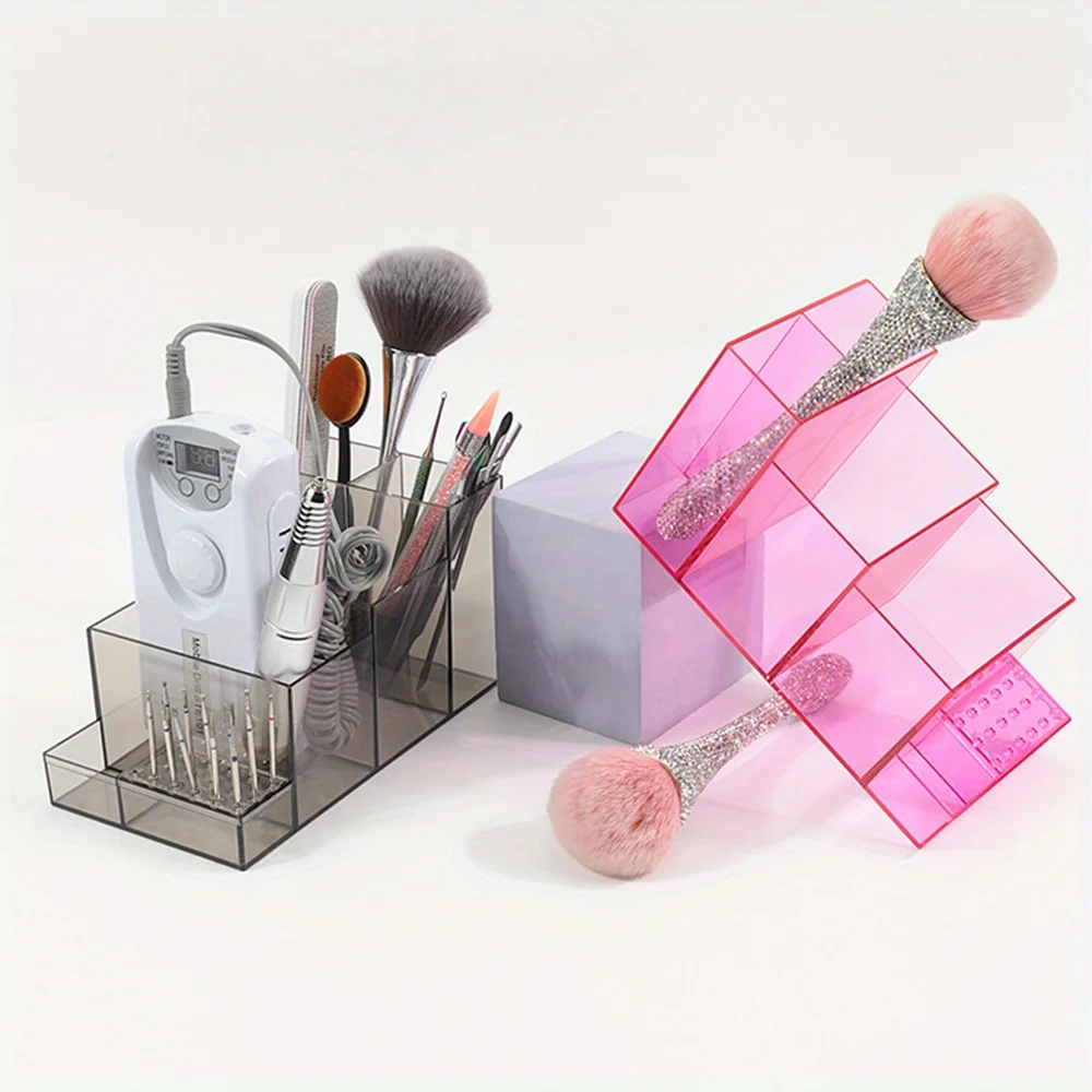 アップグレード版4層ネイルポリッシュマシンホルダー18穴アクリルネイルドリルビット収納ボックスプロ用マニキュアツール