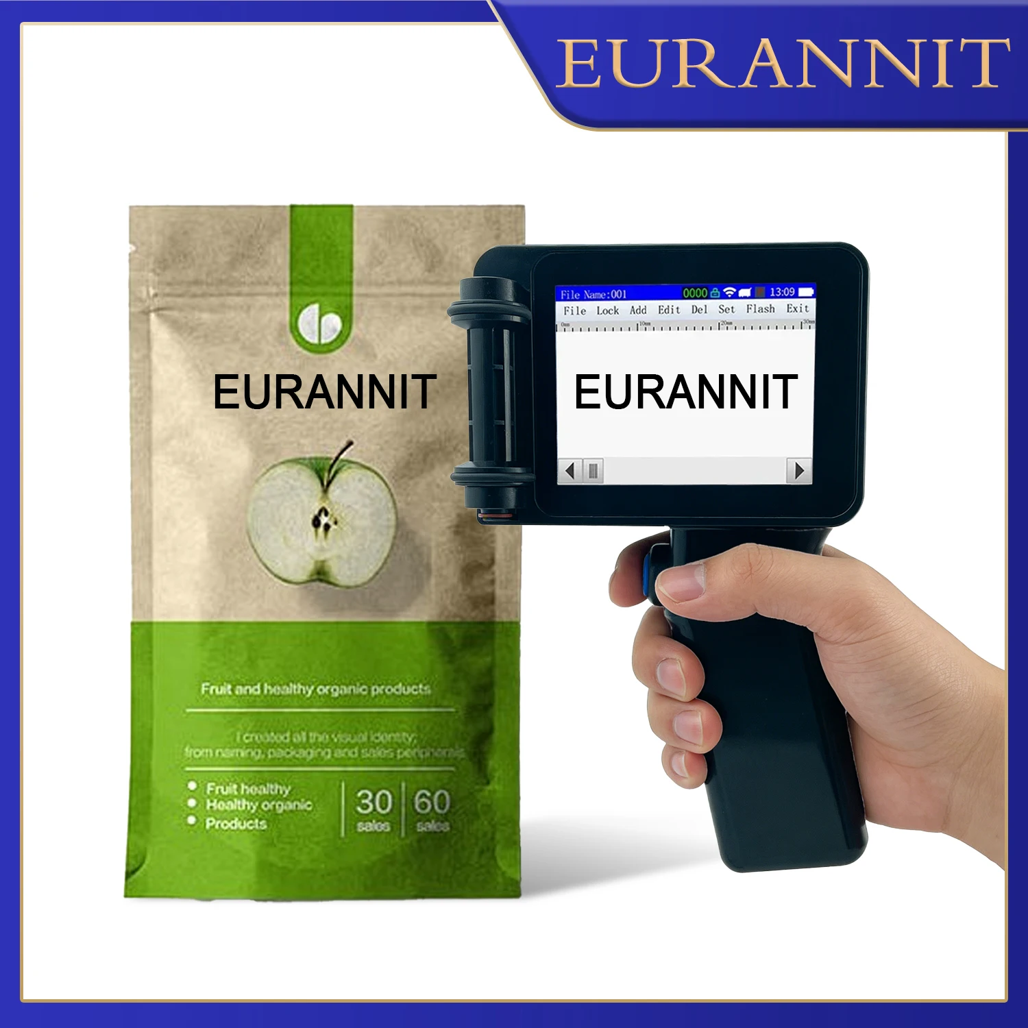 EURANNIT E14 12.7mm/25.4mm Mini Handheld Inkjet Printer Portable Printer Variable Barcode QR code Counter Coding Machine