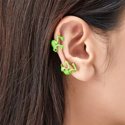 Korean Cute Green Frog Ear Clip Earrings for Women Ear Cuff Without Pierced Ear Bone No Ear Hole Earrings Girls Party Jewelry