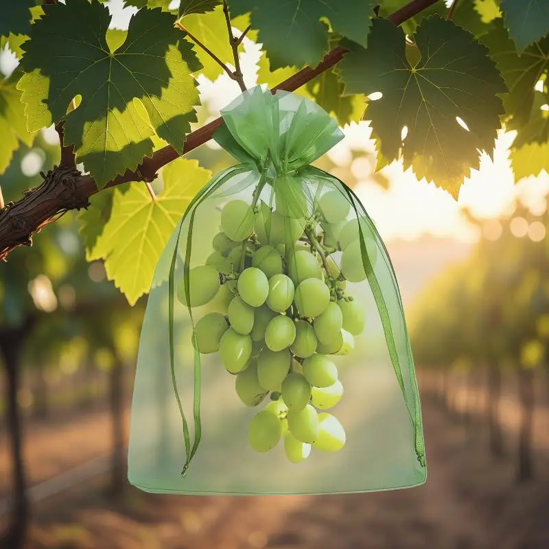 Breathable Reusable Fruit Bags 20/50Pcs Mesh Drawstring Insect Proof Storage for Home Garden Veggies