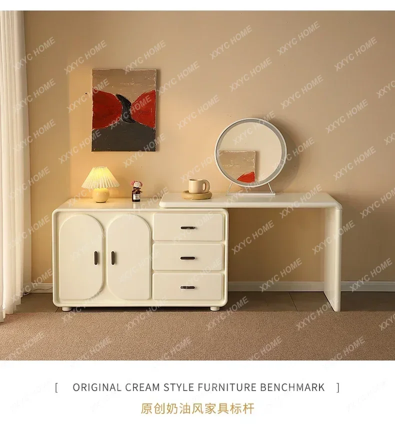 HMJCream wind solid wood dresser modern simple cream wind storage cabinet integrated makeup writing table
