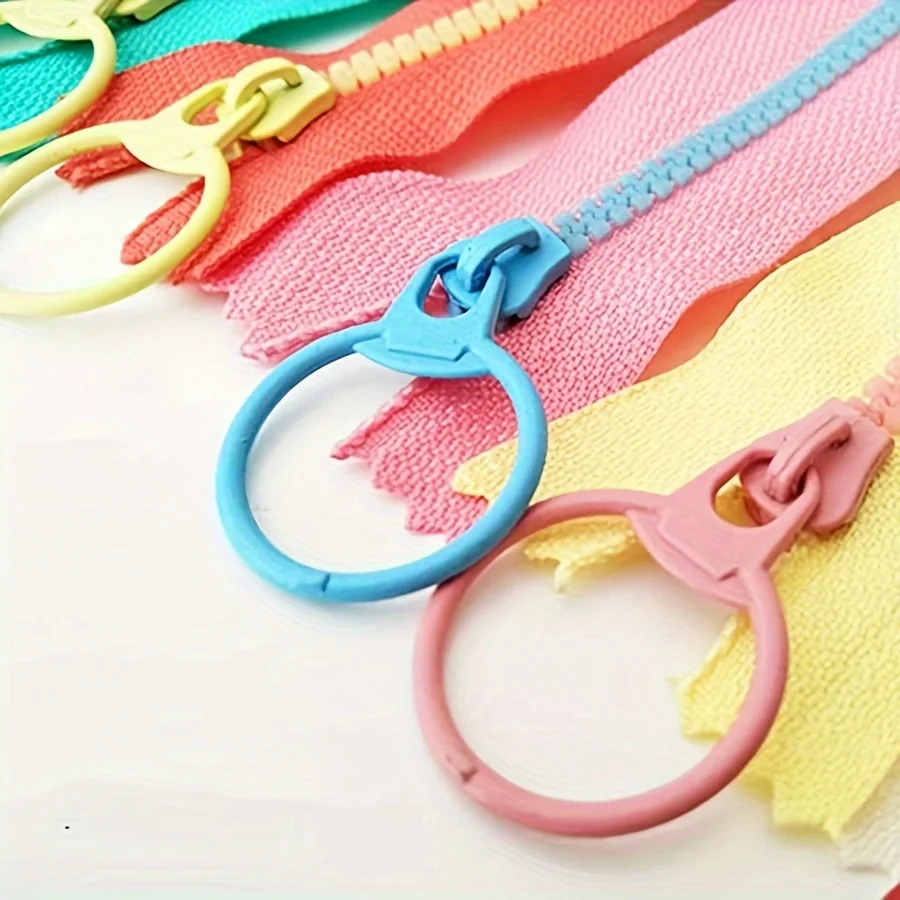 10pcs15cm-30cm mixed resin zipper, 3# closed with pull loop, durable zipper head, for sewing, crafts, bags