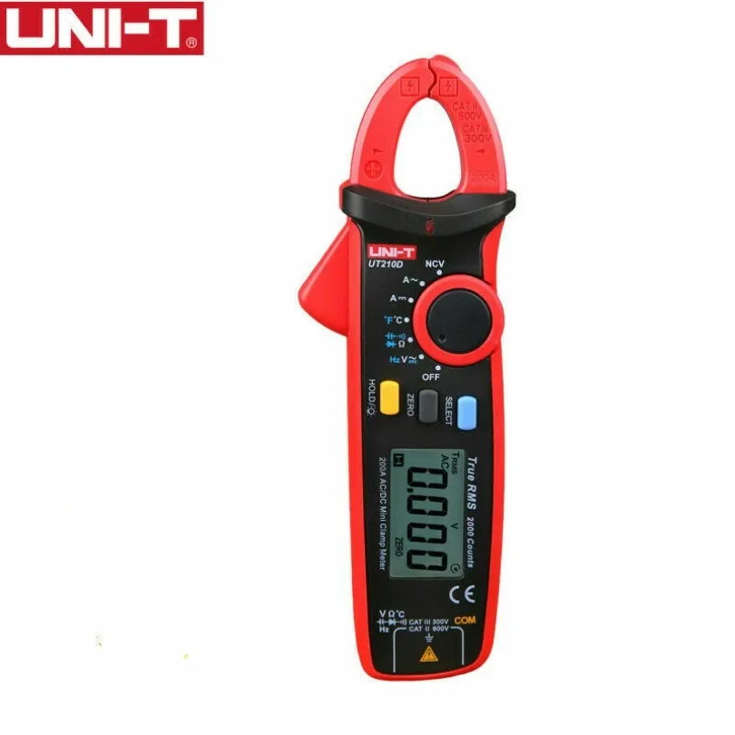 UNI-T UT210D Pinza amperimétrica AC/DC Voltaje de corriente Multímetro digital Probador de temperatura # Moqu