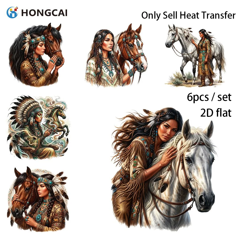 6-pecas-de-transferencia-termica-de-vinil-cavaleiro-nativo-detalhe-de-crina-com-penas-finas-alta-elasticidade-sem-enrolamento-de-borda-imagem-nitida-apos-lavagem
