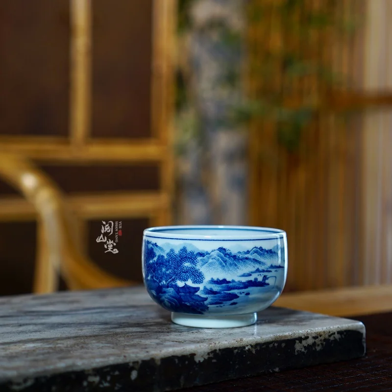 ★★★Yueshang Qingwan | Heavy Industry Blue and White Master Cup Antique Tire Material High-End Tea Cup Player-Level Blue and Whit