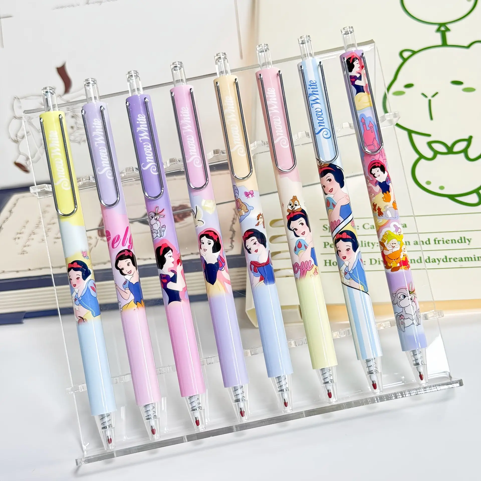 24 قطعة Kawaii ديزني جديد سنو وايت قلم محايد اللون 0.5 الصحافة الأسود قلم توقيع طالب لوازم مكتبية هدية #4