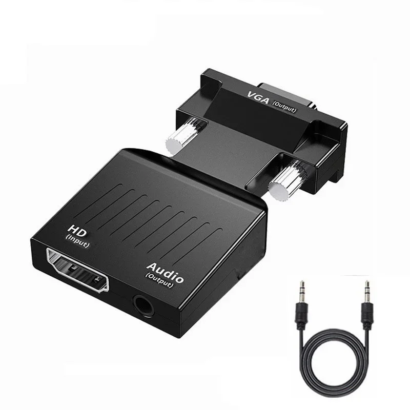 

HDMI-совместимый преобразователь VGA с аудиокабелем 3,5 мм для PS4 ПК, ноутбука, ТВ-монитора, проектора 1080P HD «мама» к VGA «папа» Адаптация