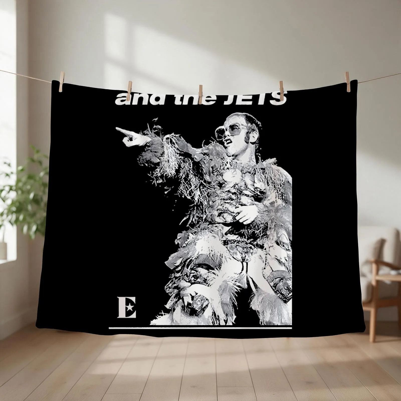 Bennie And The Jets Customisable Name Black T-Shirt Throw Blanket couch cozy soft plush fuzzy picnic outdoor blanket