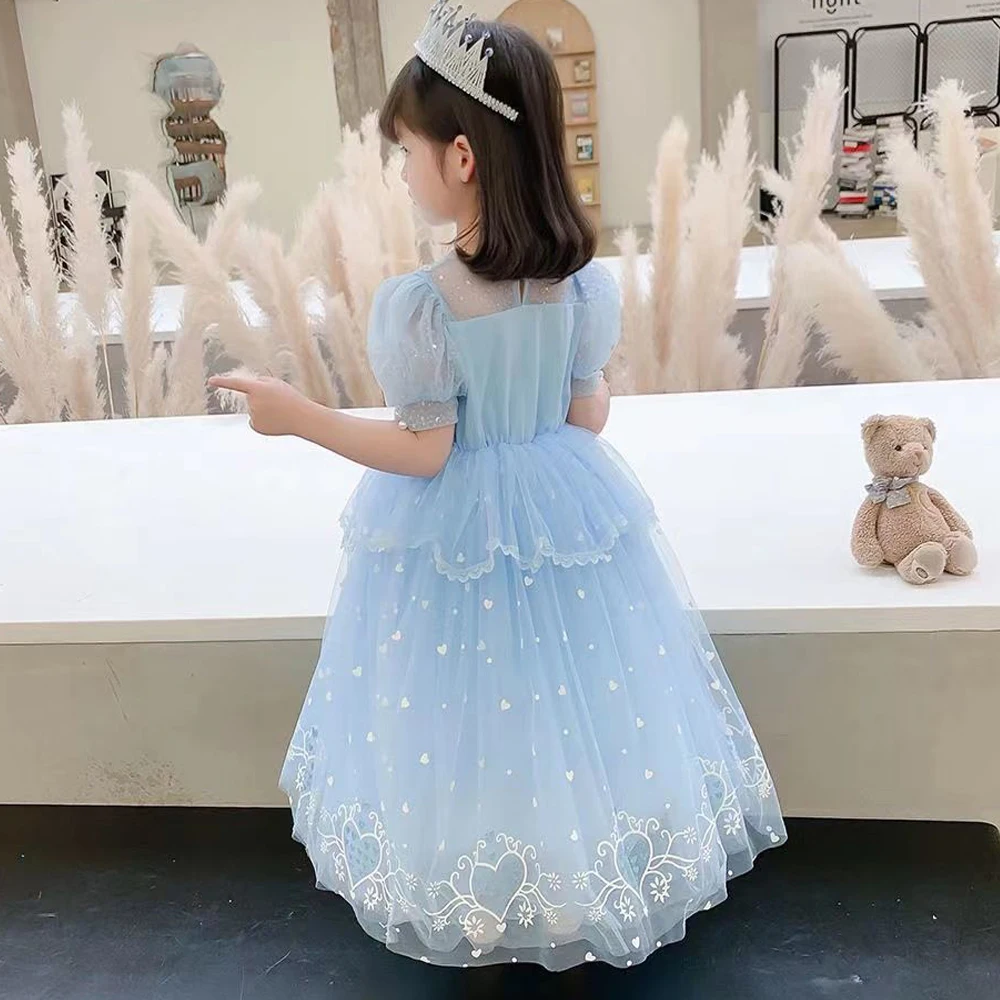 Disney Girl Dress Birthday Party for Children Costume With Dress Kids Evening Clothes Princess Gown Party Dress Frozen Elsa