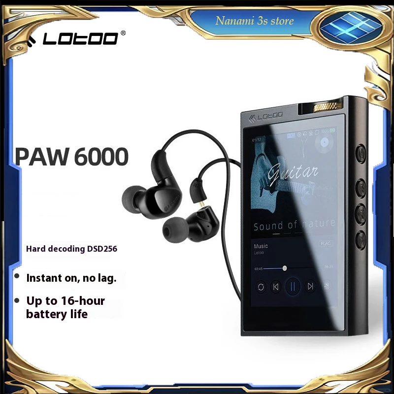 LOTOO PAW 6000  Player Portable MP3 Xiaomoju Player Bluetooth Music HiFi, Music Listening Decoder, Touch Screen, 16H Playback