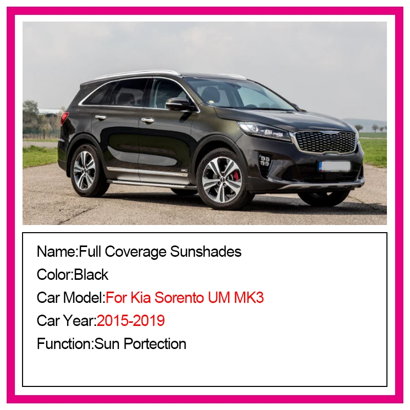 

Car Window Accessories Curtain For Kia Sorento UM MK3 Mesh Sunshade 2015 2016 2017 2018 2019 UV Blocking Heat Insulation Visors
