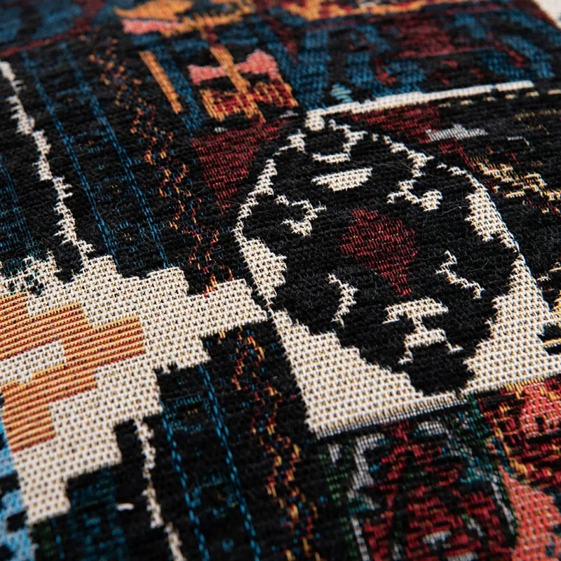 Inyahome Tassel Bohemian Flower Pillows Case Colourful Boho Floral Ethnic Style Theme Decorative Cushion Cover Living Room Decor