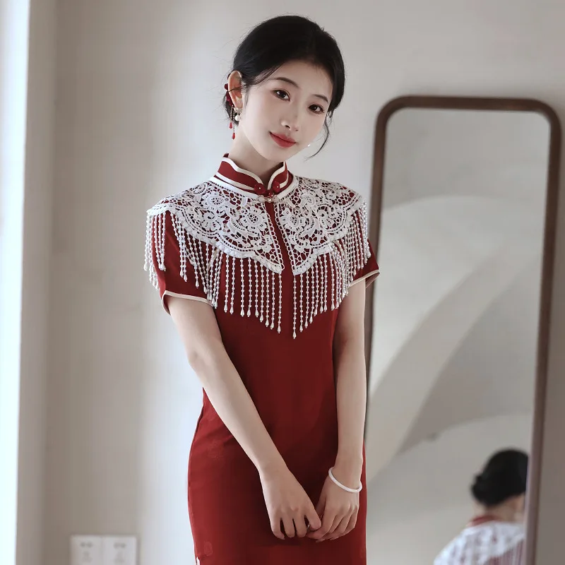 

Кружевная накидка-шаль с бахромой для свадебного платья, аксессуар для церемонии помолвки, женская летняя верхняя одежда