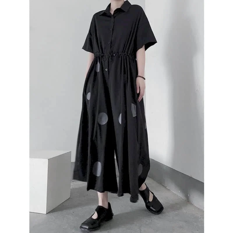 Dot Jumpsuits for Women Harajuku Korean Fashion Wide Leg Pants One Piece Outfits Women Rompers Loose Casual Vintage Playsuits