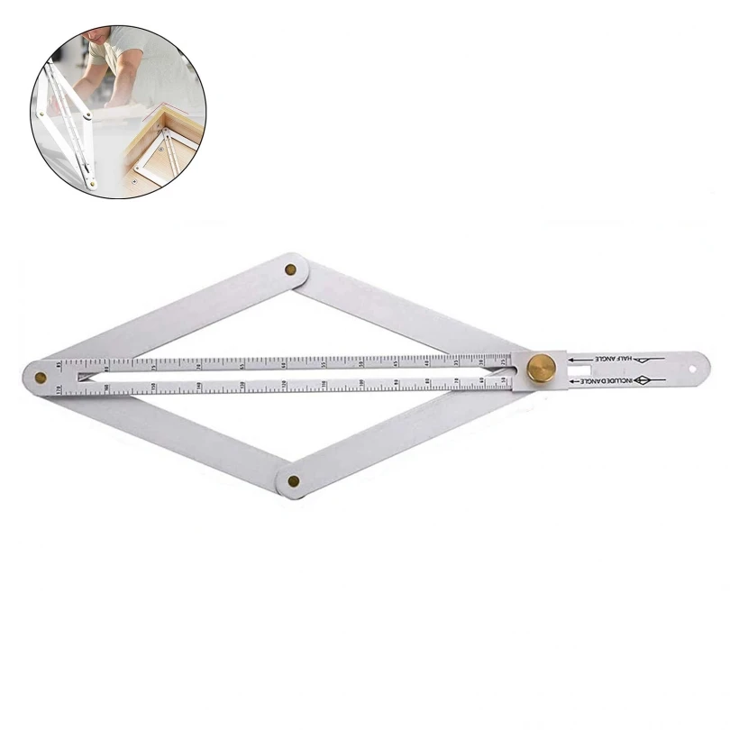 

Diagonal Ruler with Scale Multifunction Protractor Decoration Woodworking Ceiling Tool Goniometer Square Corner Angle Tools