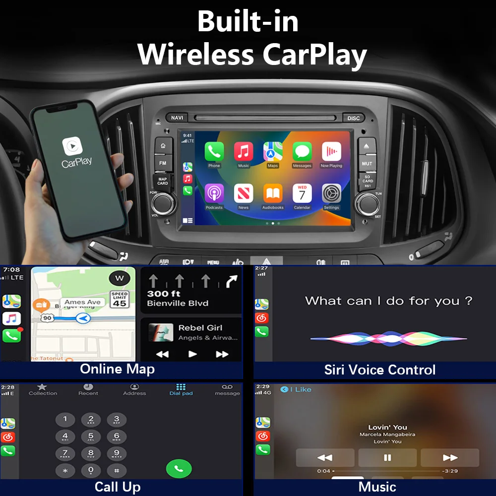 CHSTEK Android 13 Carplay For Fiat Doblo Ram Promaster City 2015 2016 2017 2018 2019 Car Radio Head Unit WIFI 4G GPS BT Player